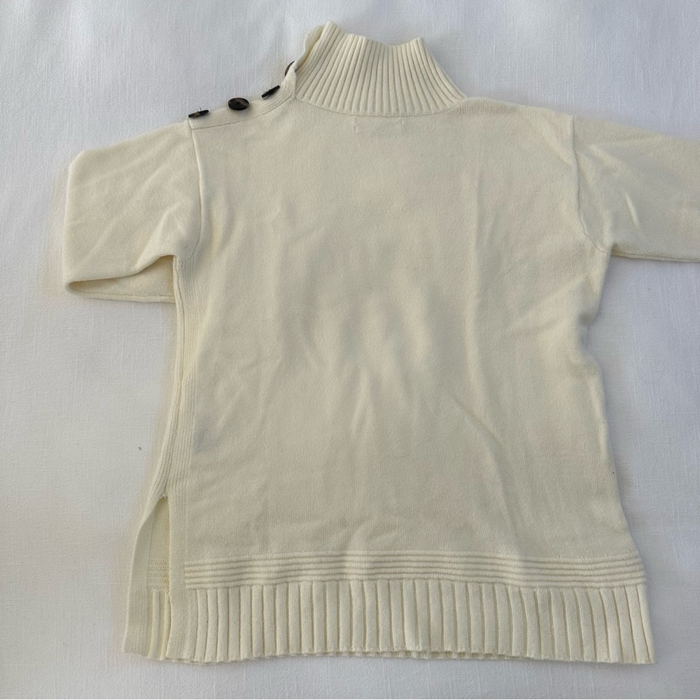 Cream Turtleneck Sweater With Buttons - image 3